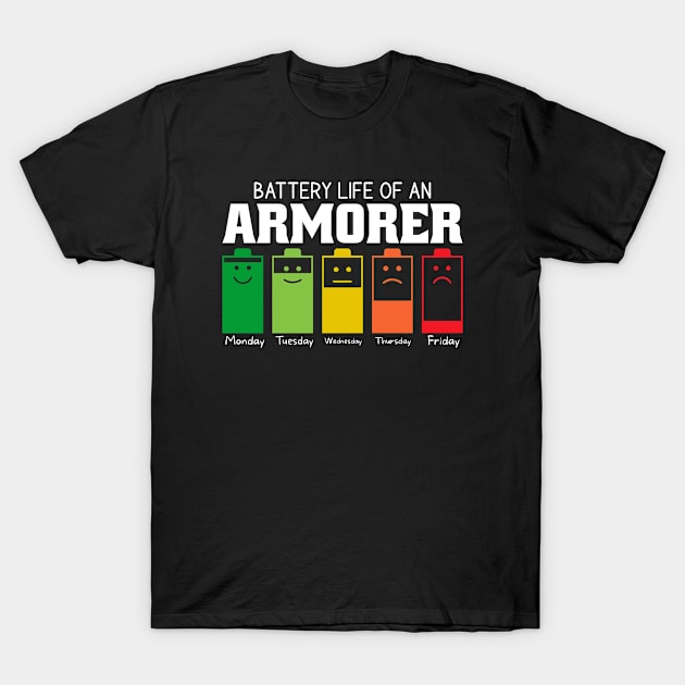 Battery Life Of An Armorer T-Shirt by Stay Weird